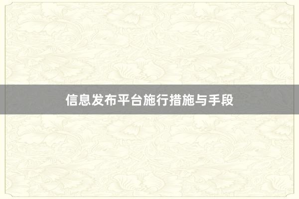 信息发布平台施行措施与手段